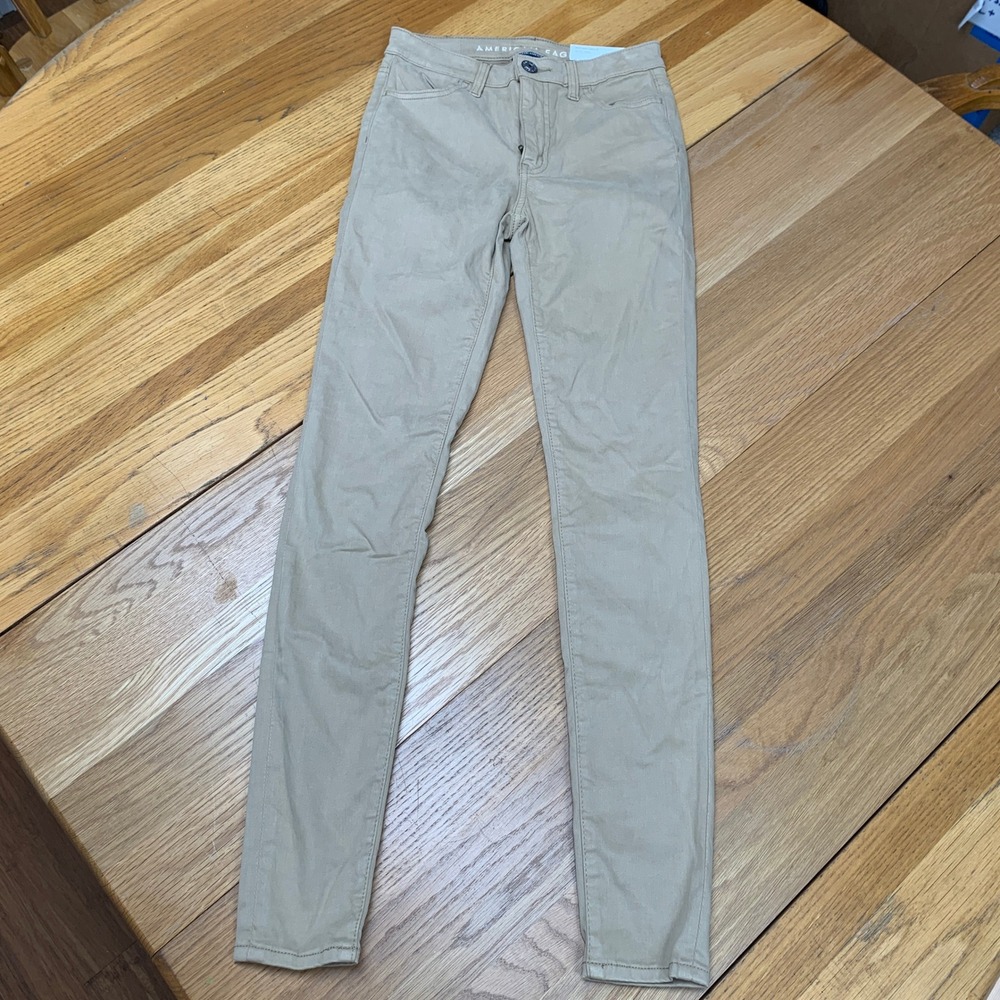 American‎ Eagle Next Level Stretch High-Rise Jegging Khaki Tan Size 0 Long NWT